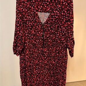 Torrid Red and Black Heart Long Sleeve Dress